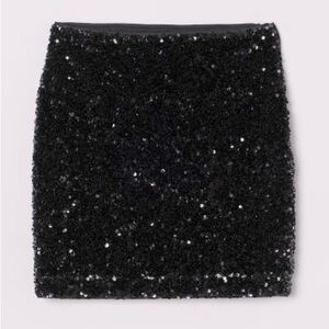 NWOT H&M SEQUIN BLACK MINI SKIRT